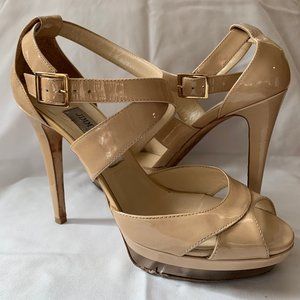 Jimmy Choo Nude patent leather platform sandal